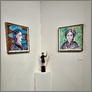 [thumbnail of Prints installed at Print Fair with a small related woodcarving - Tree  Thought.]